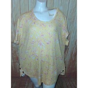 Good Days Only Yellow Floral Short Sleeve Blouse Sz 3X